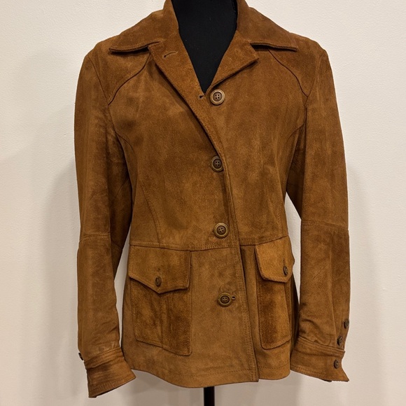 L.L. Bean Jackets & Blazers - Stunning vintage L.L. Bean Tan Suede leather Jacket car coat petite small